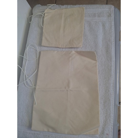 Kanomi Handbags - Kanomi Canvas Drawstring Dust Bags Set of 2 Cream Storage Pouches Small Large
